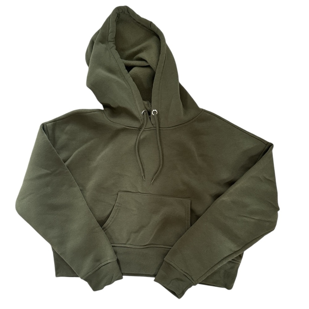 Rue 21 Cropped Olive Green Hoodie Size L